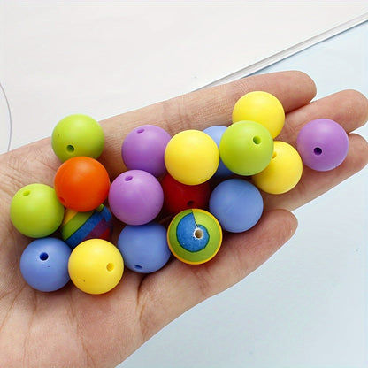 Rainbow Round Silicone Beads