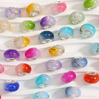 Multicolor Flat Round Acrylic Large Hole Spacer Beads