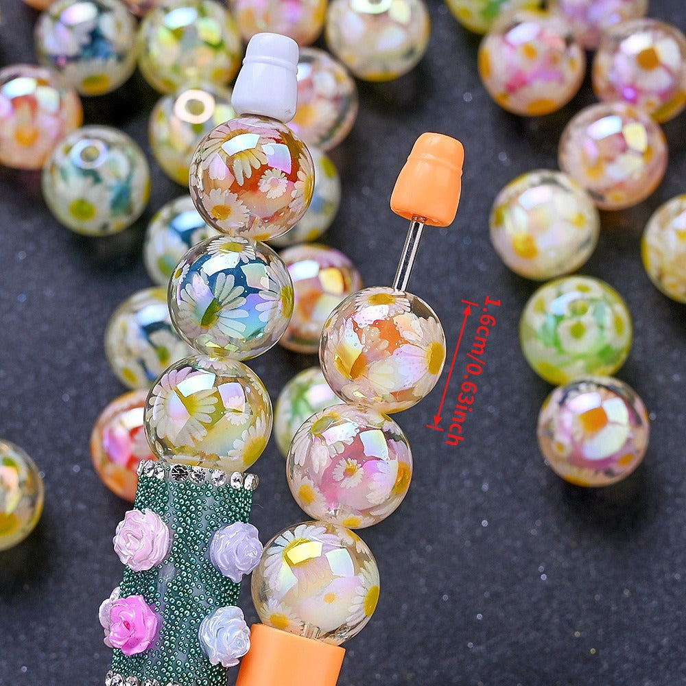 Daisy Round Acrylic Beads