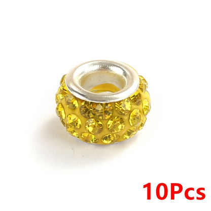 10-Piece Random Multicolor European-Style Rhinestone Large Hole Beads