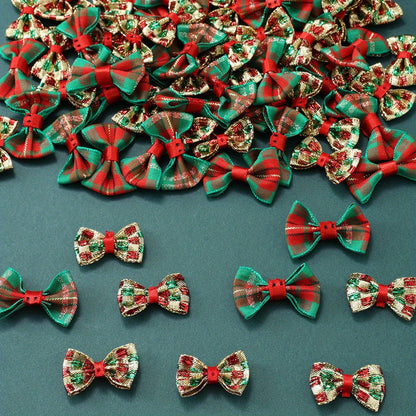 Christmas Gold Threaded Ripple Bow Embellishments