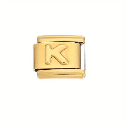 Golden Alphabet Alloy Bracelet Module