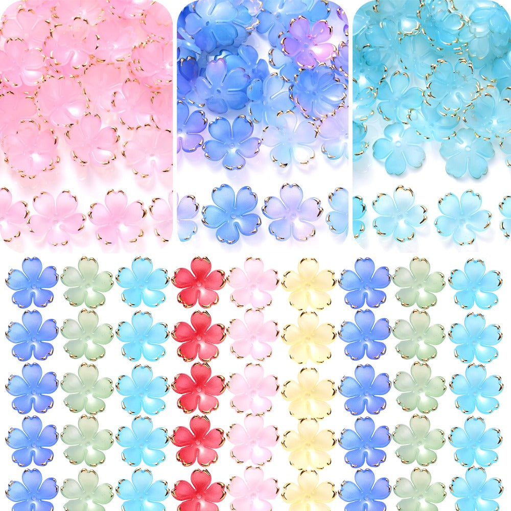 200PCS 19mm Colorful Five-Petal Flower Acrylic Beads