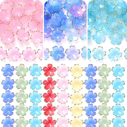 200PCS 19mm Colorful Five-Petal Flower Acrylic Beads