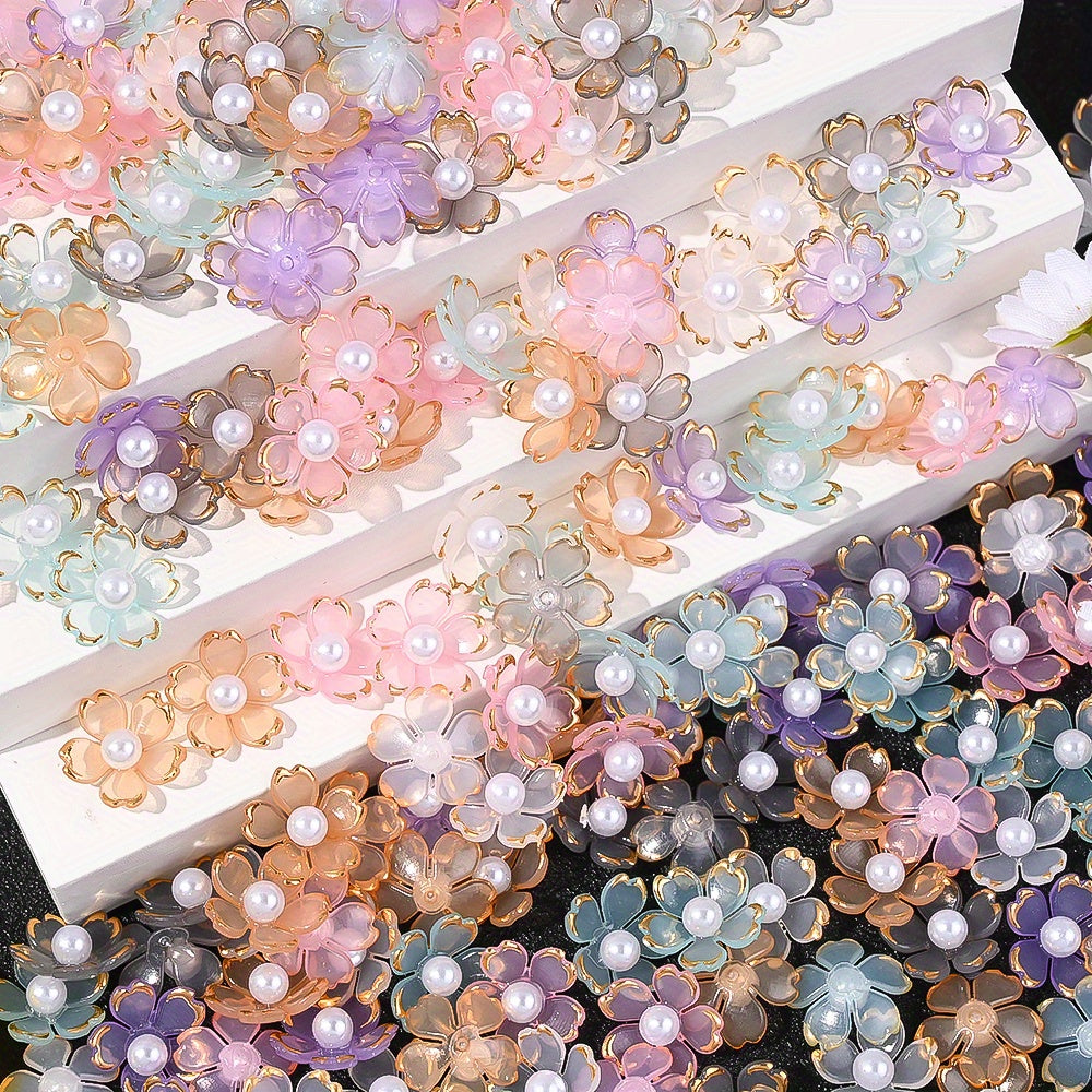 Colorful Cherry Blossom Acrylic Beads