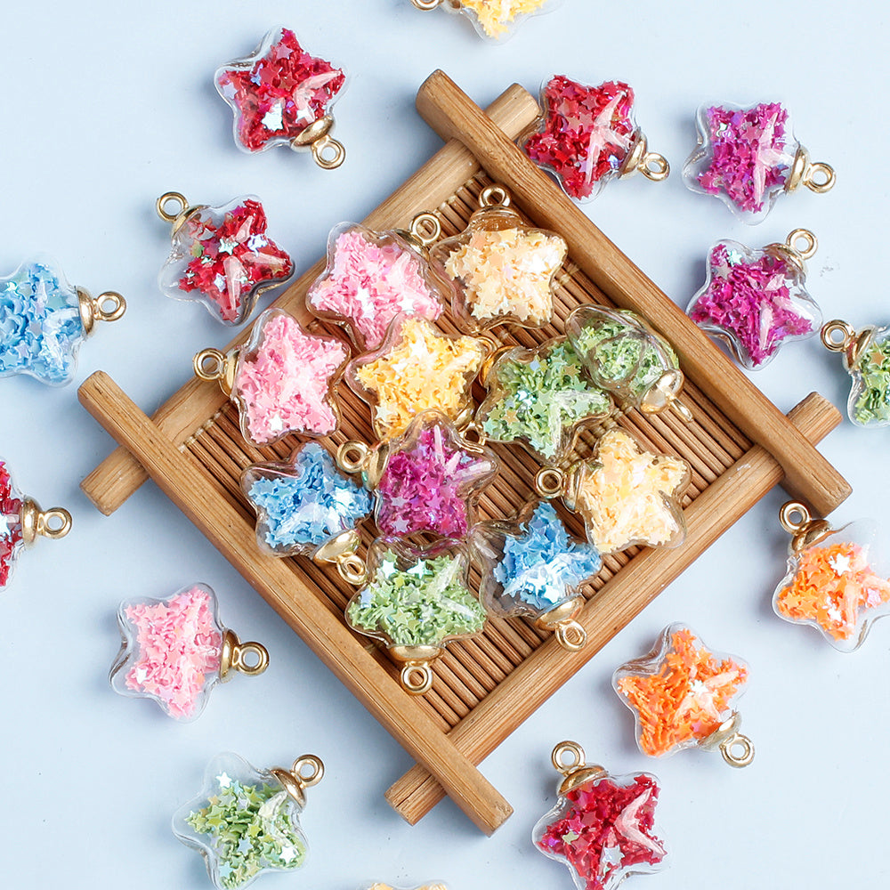 Sparkling Star Glass Pendant Charms