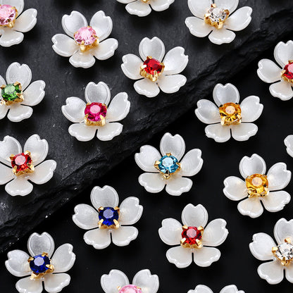 White Rhinestone Flower Acrylic Beads
