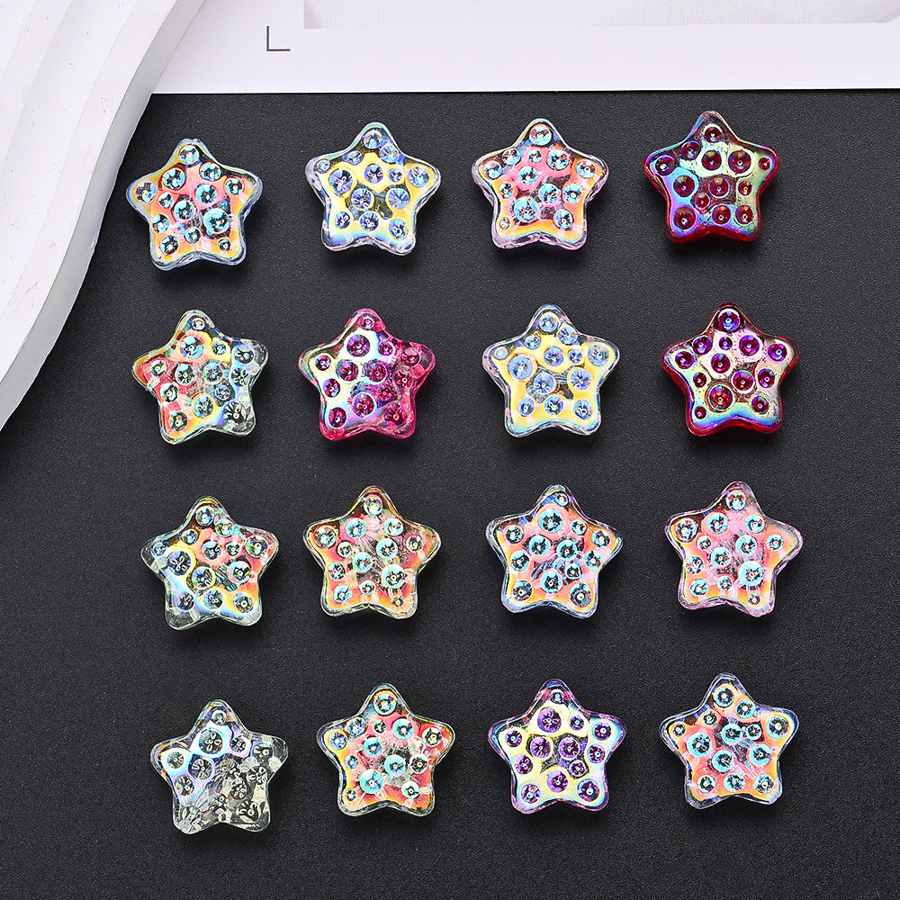10PCS 18mm AB Shimmer Star Glass Bead Set