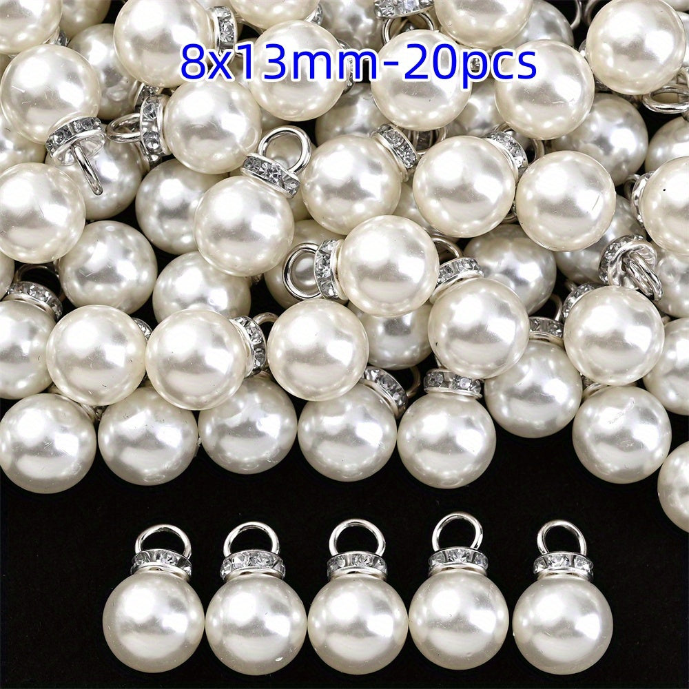 Acrylic Imitation Pearl Pendant Beads with Rhinestone Rondelle