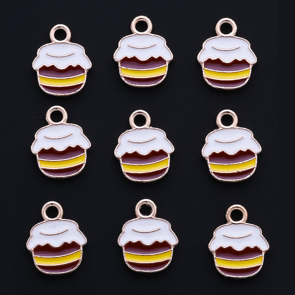 10PCS 9–16mm Yellow Enamel Honeybee Charm Set