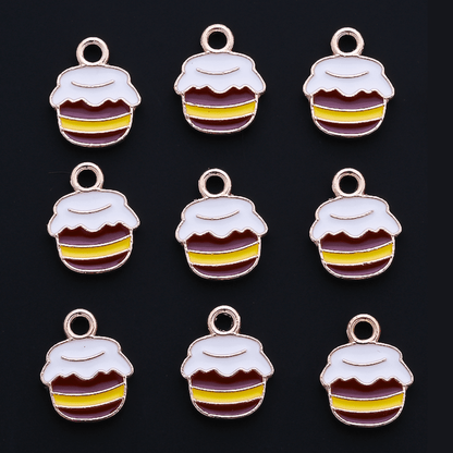 10PCS 9–16mm Yellow Enamel Honeybee Charm Set