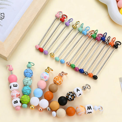Metal Blank Bar Beadable Keychain Set