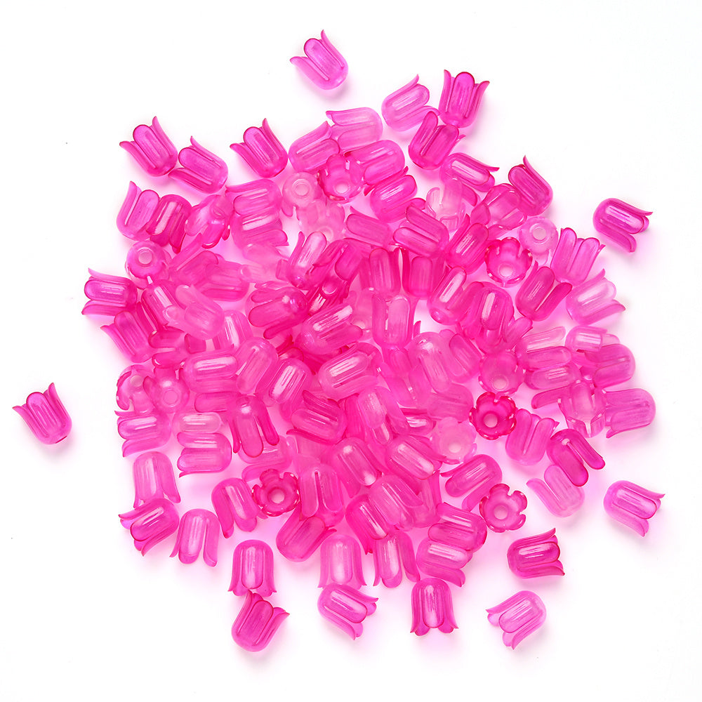 2026 New Arrival 10×11mm Gradient Flower Acrylic Bead Caps