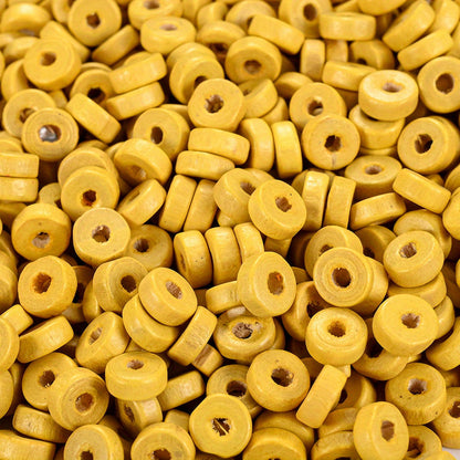 100PCS 8mm Flat Round Wooden Spacer Bead Set