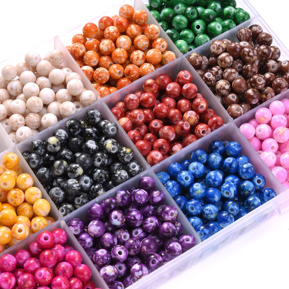 100pcs 8mm Cracked Acrylic Loose Spacer Beads