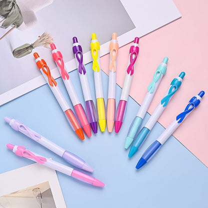 10PCS Pink Ribbon Awareness Ballpoint Pen Set