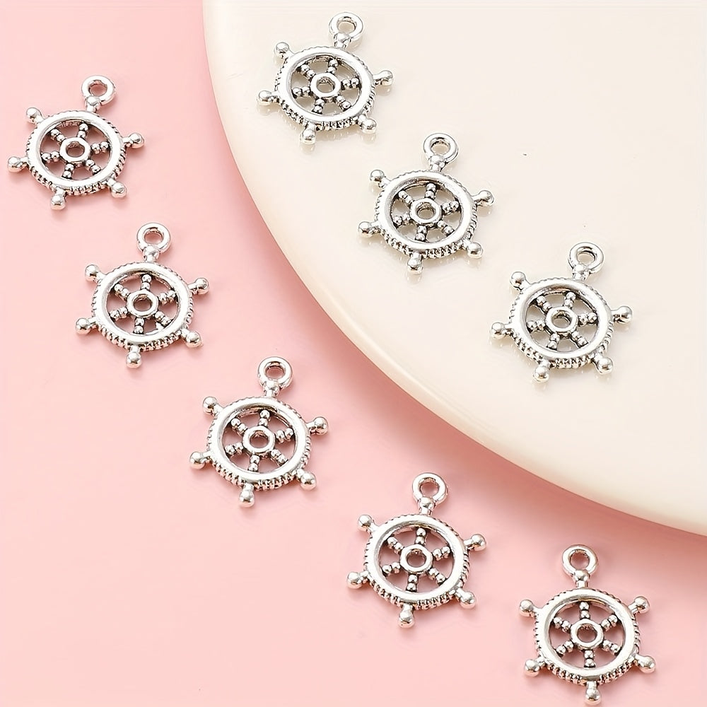 20PCS 15×20mm Silver-Tone Rudder Alloy Pendants