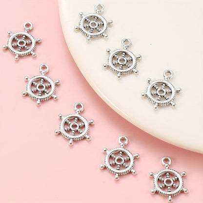20PCS 15×20mm Silver-Tone Rudder Alloy Pendants