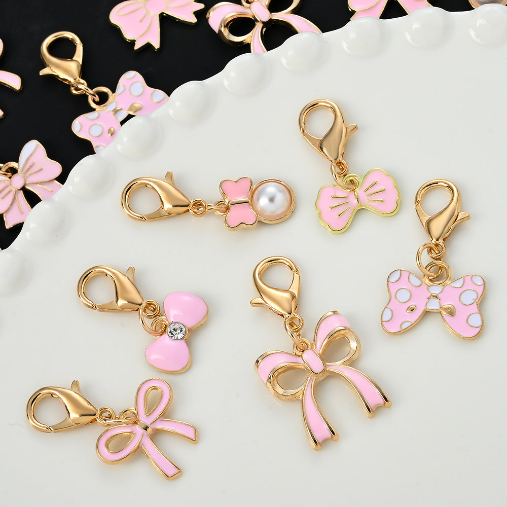 Pink Bow Enamel Pendant Charms