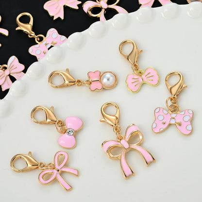 Pink Bow Enamel Pendant Charms