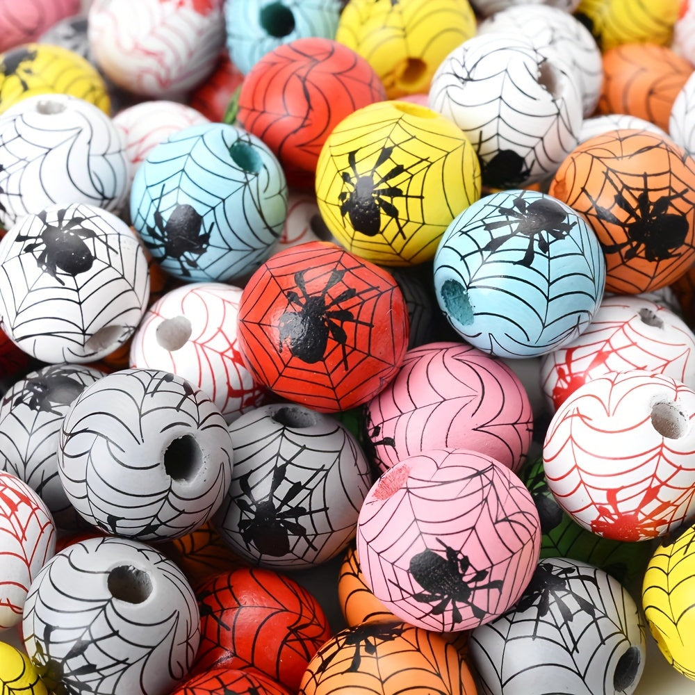 Halloween Spider Web Wooden Spacer Beads
