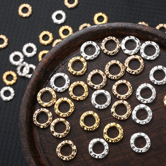 30PCS 10mm Gold-Tone Round Frame Spacer Bead Set