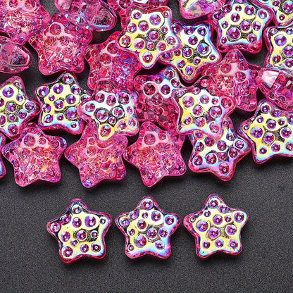 10PCS 18mm AB Shimmer Star Glass Bead Set