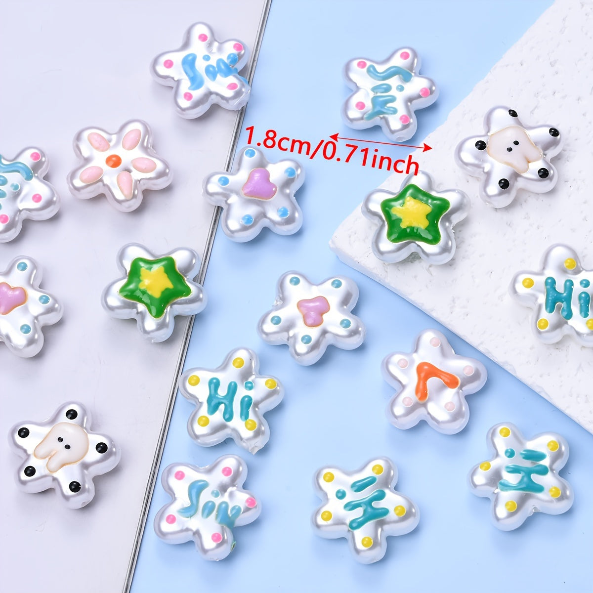 10PCS White Imitation Pearl Flower Acrylic Bead Set