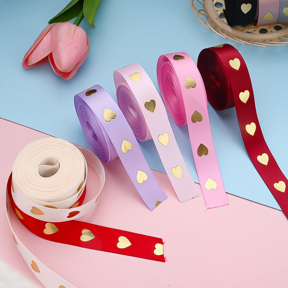 1 Roll 5 Yards Peach Heart Hot Stamping Ribbon