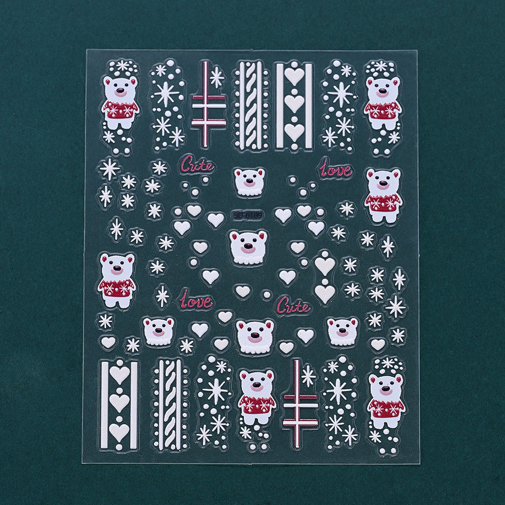 Christmas 5D Relief Nail Art Stickers