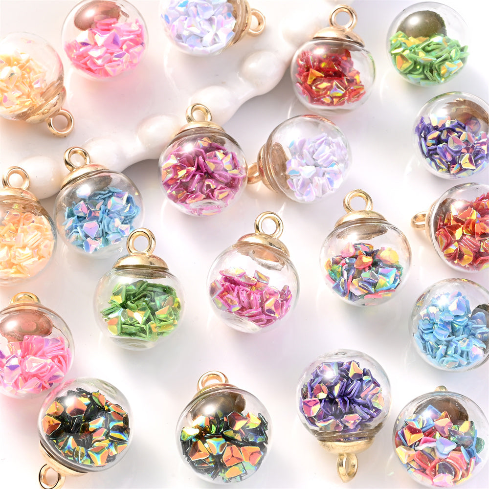 Glitter Sequin Glass Bottle Pendants