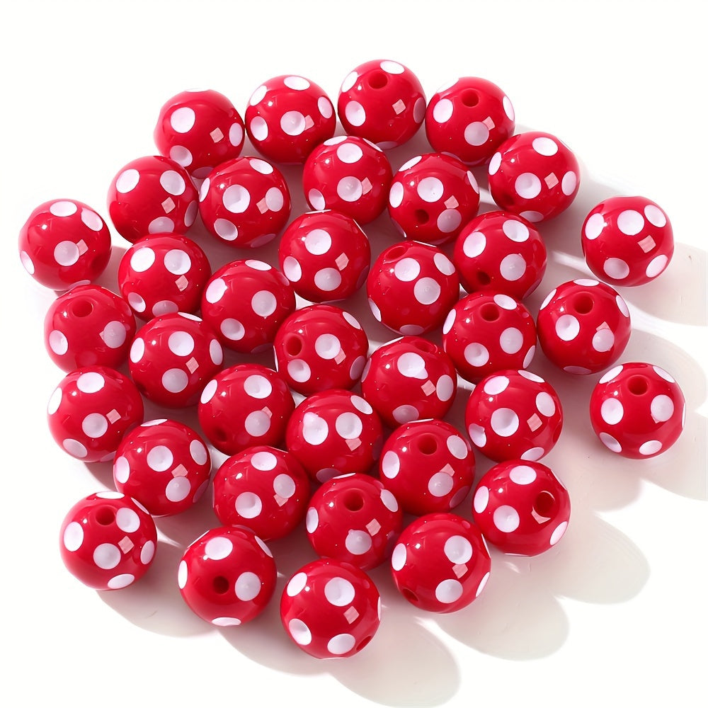10PCS 16mm Multicolor Resin White Dot Bead Set