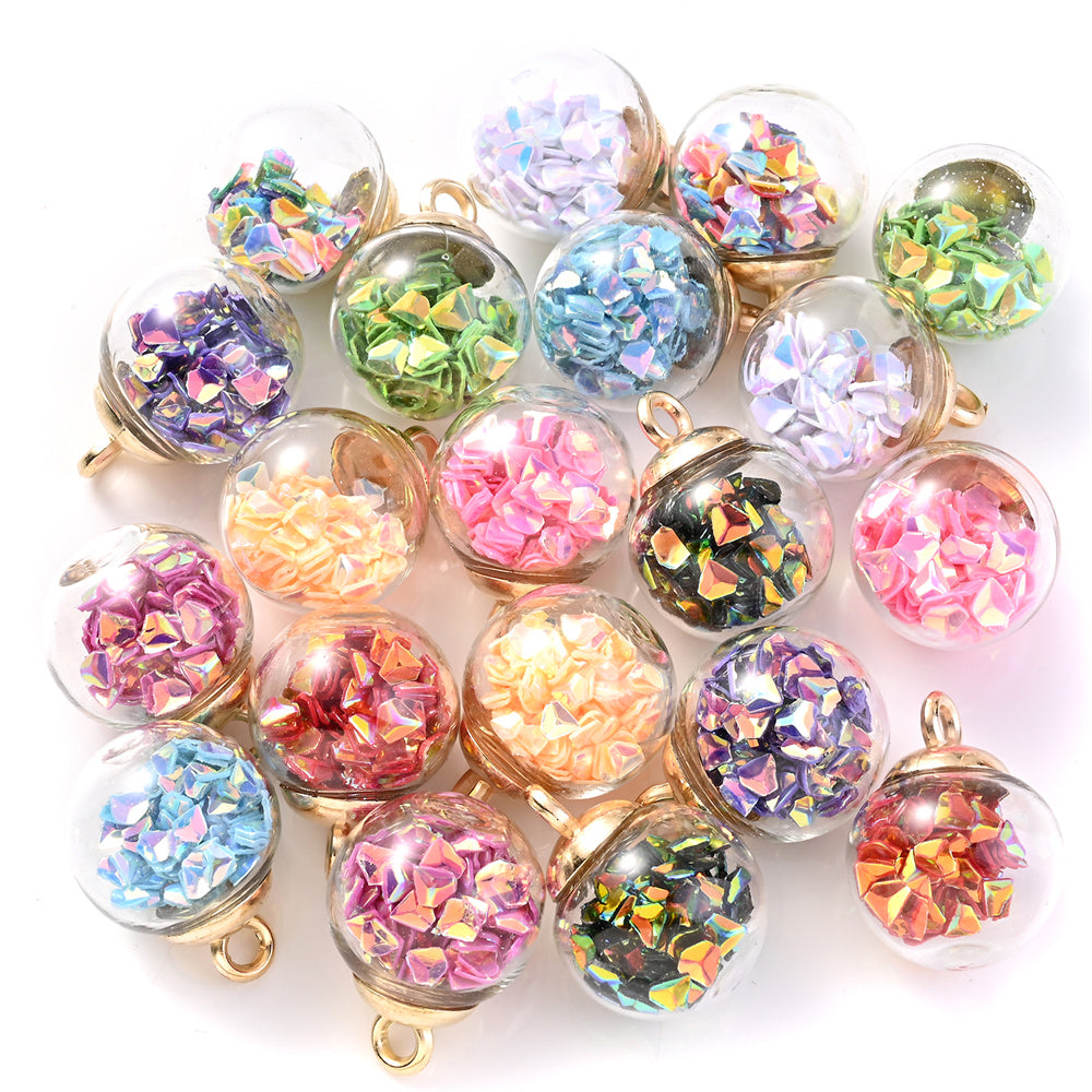 Glitter Sequin Glass Bottle Pendants