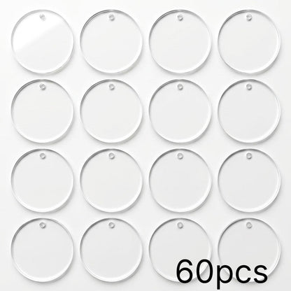 Blank Round Transparent Acrylic Christmas Ornament Keychain Charms