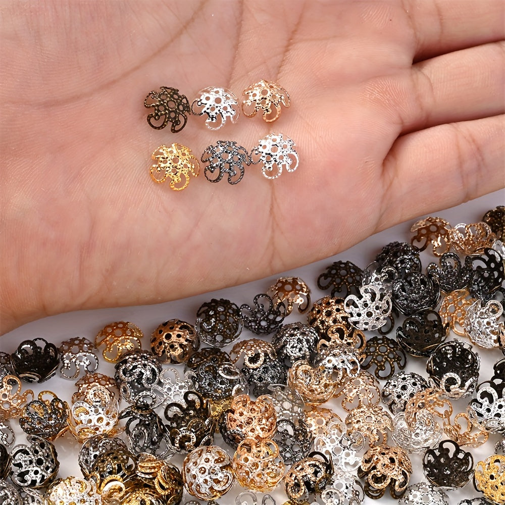 100PCS 9mm Flower Circle Metal-Plated Bead Cap Set
