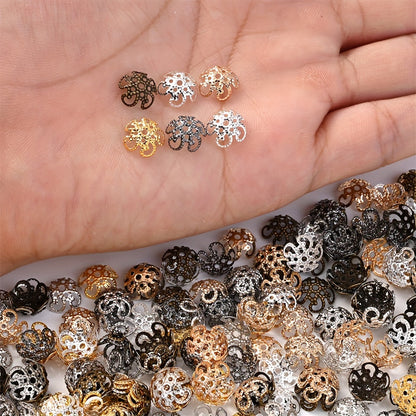 100PCS 9mm Flower Circle Metal-Plated Bead Cap Set