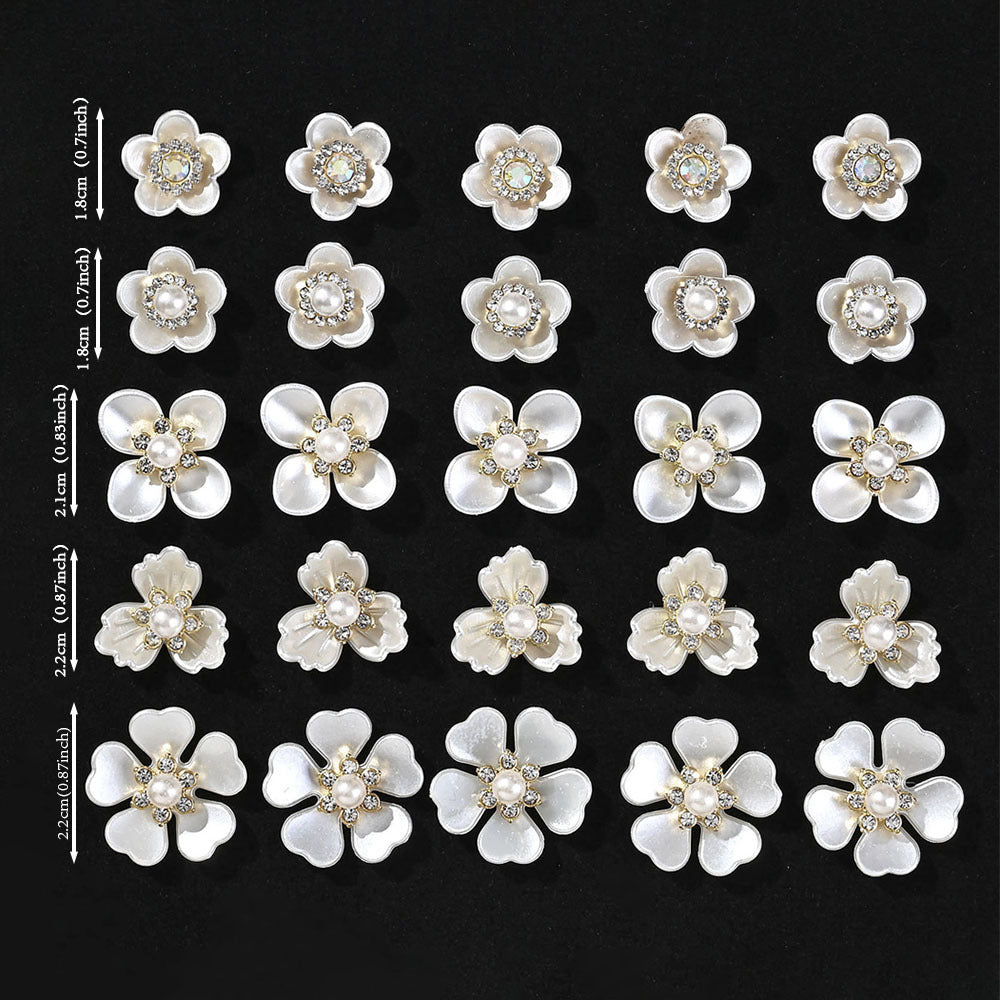 25-Piece Sparkling Rhinestone Flower Flatback Beads