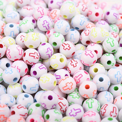 Round Cross Acrylic Beads