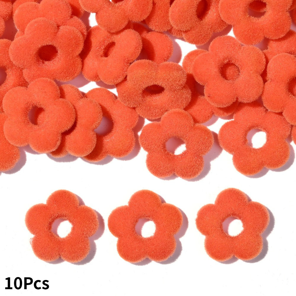 Flocked Flower Resin Beads