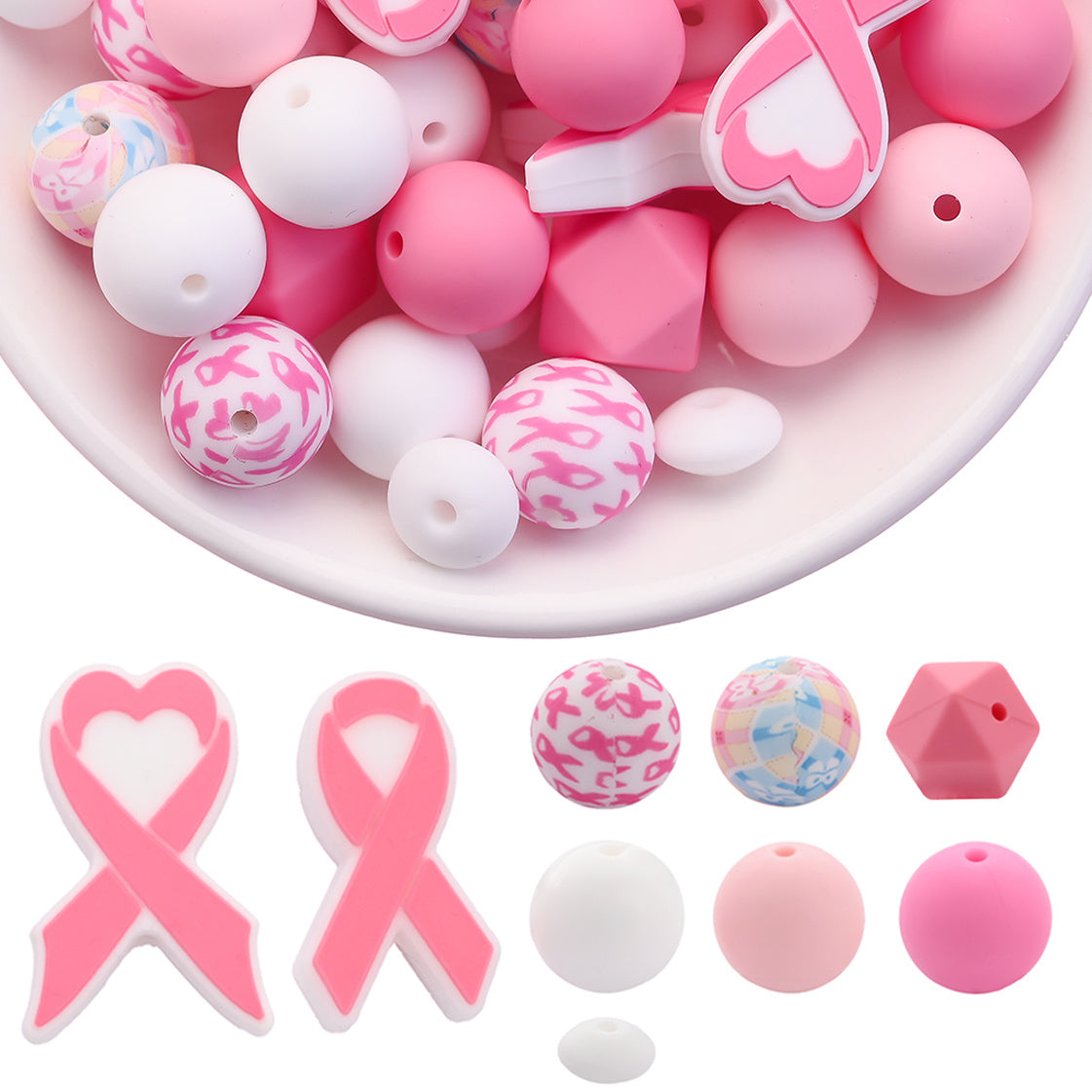 Ribbon Shape Silicone Beads Set