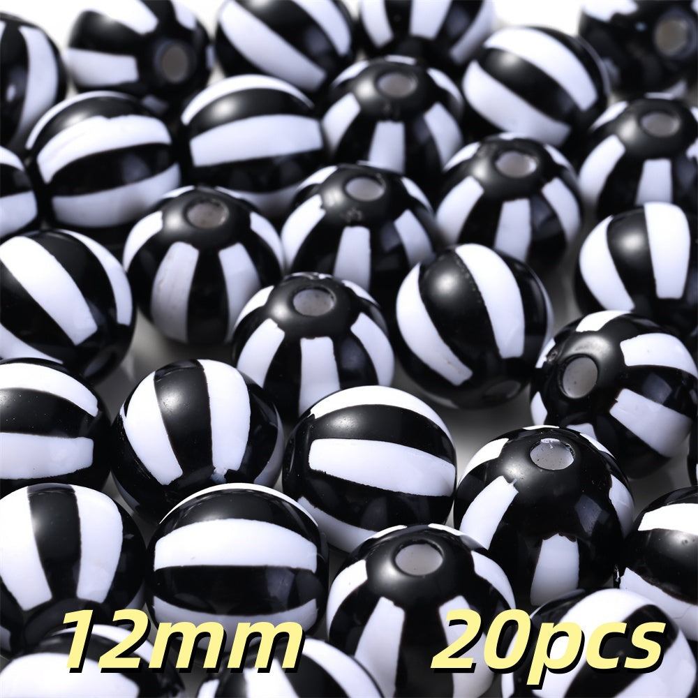 20pcs 12/16mm Acrylic Striped Halloween Beads