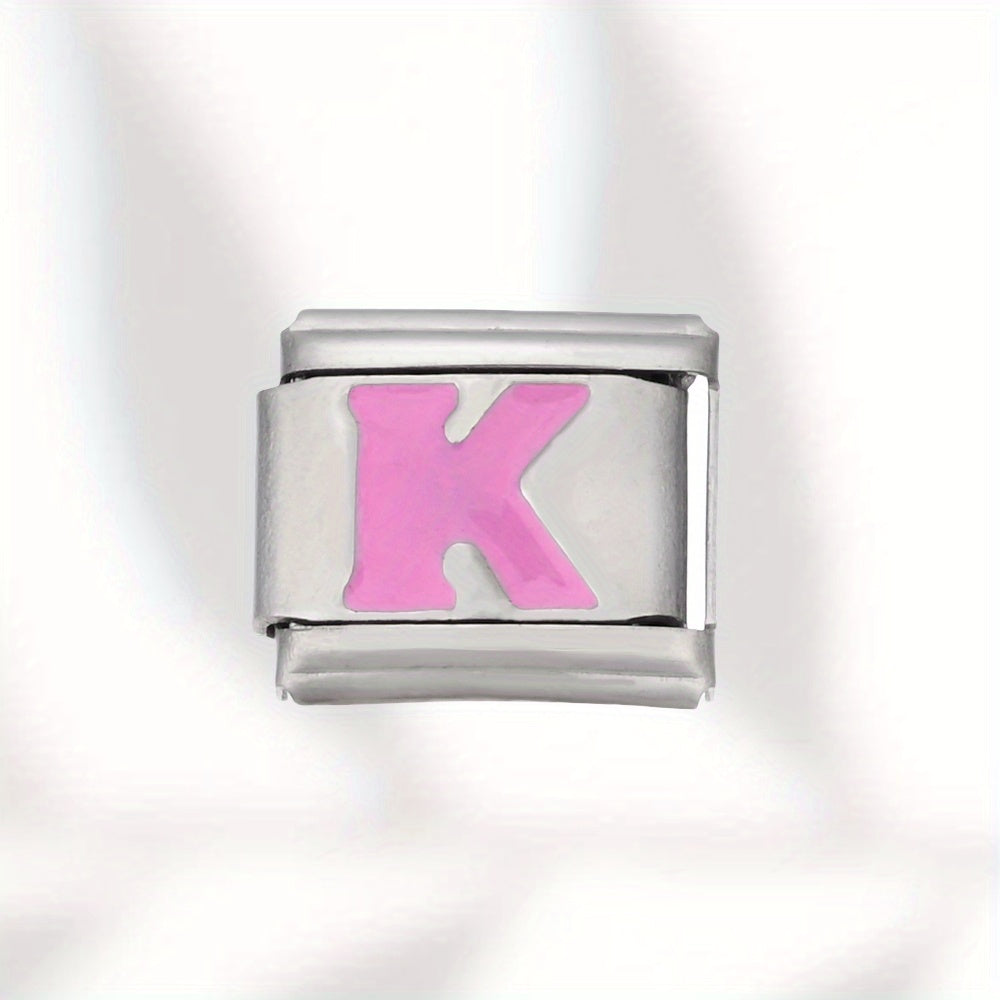 Pink Letter Stainless Steel Bead