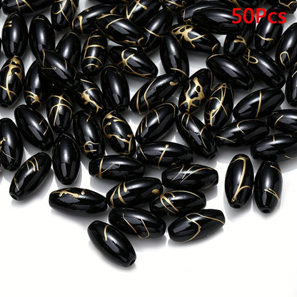 Black Gold Silk Thread Acrylic Beads