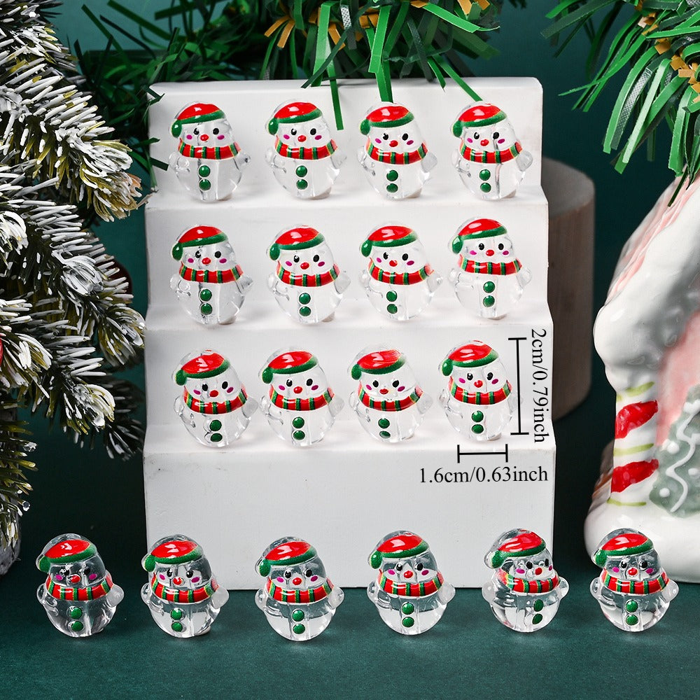 Clear Acrylic Christmas Snowman Beads