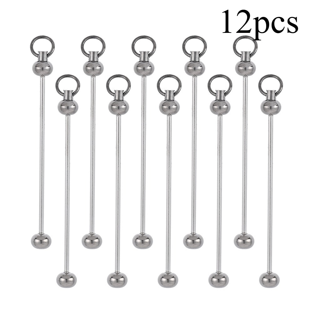 Metal Blank Bar Beadable Keychain Set