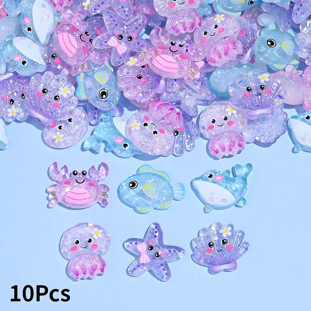 Colorful Ocean Series Resin Flatback Appliques