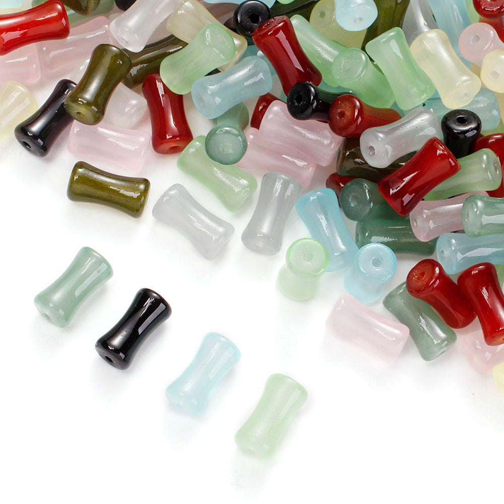 6x12mm 50pcs Mix Colors Coloured Glaze Bamboo Beads