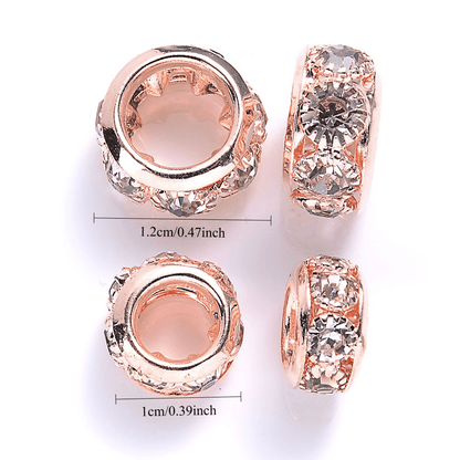 0pcs 10/12mm AlloyLarge Hole Rhinestone Spacer Beads DIY Jewelry Accessories
