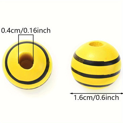 Bee Series Striped Wooden Beads