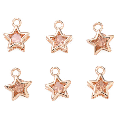 Rhinestone Star Copper Charms